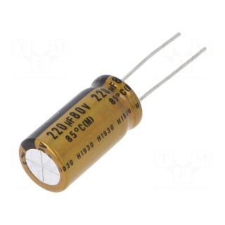 Capacitor: electrolytic | THT | 220uF | 80VDC | Ø12.5x27mm | FG | 5mm