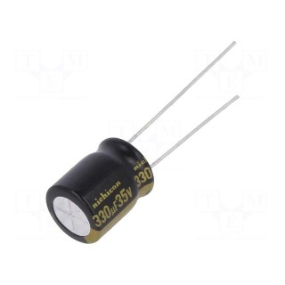 Capacitor: electrolytic | THT | 330uF | 35VDC | Ø10x12.5mm | Pitch: 5mm