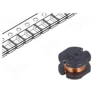Inductor: wire | SMD | 1mH | 110mA | ±10% | Q: 40 | Ø: 5mm | H: 3mm | 11.5Ω