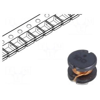 Inductor: wire | SMD | 100uH | 520mA | ±10% | Q: 20 | Ø: 5.8mm | H: 4.8mm