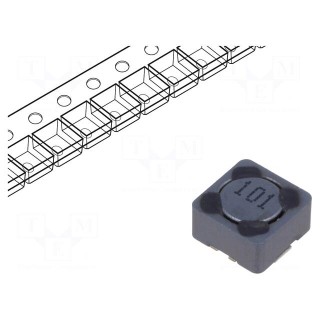 Inductor: wire | SMD | 100uH | 600mA | 610mΩ | ±20% | 7.3x7.3x4.5mm