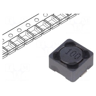 Inductor: wire | SMD | 10uH | 1.84A | 49mΩ | ±20% | 7.3x7.3x4.5mm