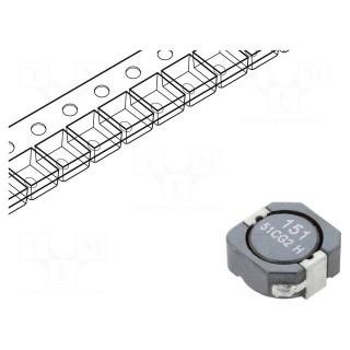 Inductor: wire | SMD | 149uH | Ioper: 1.26A | 238mΩ | ±30% | Isat: 1.15A