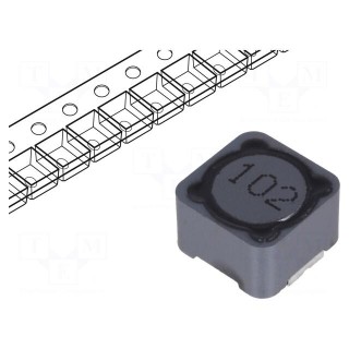 Inductor: wire | SMD | 1mH | 550mA | 1.82Ω | 12x12x8mm | ±20% | -40÷125°C