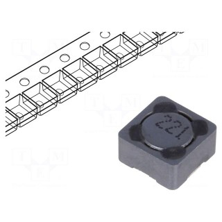 Inductor: wire | SMD | 220uH | 360mA | 1.17Ω | ±20% | 7.3x7.3x4.5mm