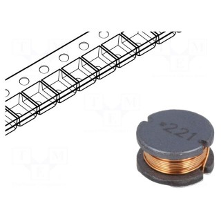 Inductor: wire | SMD | 220uH | 660mA | ±10% | Q: 12 | Ø: 10mm | H: 6mm | 730mΩ