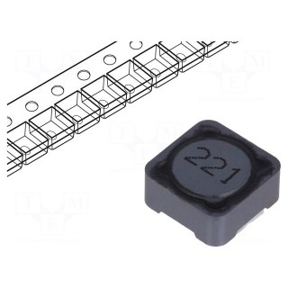 Inductor: wire | SMD | 220uH | 800mA | 400mΩ | ±20% | 12x12x6mm | -40÷125°C
