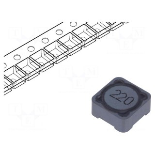 Inductor: wire | SMD | 22uH | 2.8A | 36mΩ | ±20% | 12x12x6mm | -40÷125°C