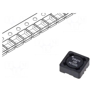 Inductor: wire | SMD | 22uH | Ioper: 1.62A | 107mΩ | ±20% | Isat: 1.67A