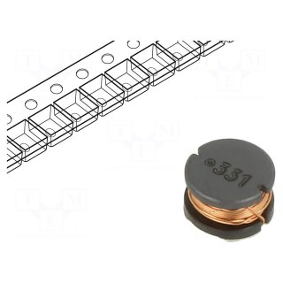 Inductor: wire | SMD | 330uH | 400mA | ±10% | Q: 12 | Ø: 7.8mm | H: 5.3mm