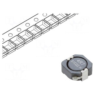 Inductor: wire | SMD | 4.43uH | Ioper: 6.13A | 10mΩ | ±30% | Isat: 6.7A