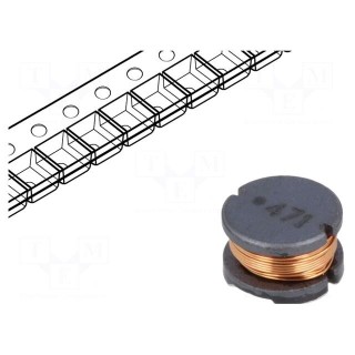 Inductor: wire | SMD | 470uH | 340mA | ±10% | Q: 12 | Ø: 8mm | H: 5mm | 1.96Ω