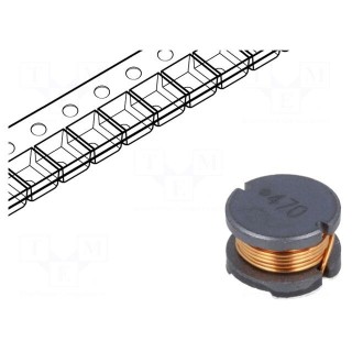 Inductor: wire | SMD | 47uH | 1A | ±10% | Q: 15 | Ø: 8mm | H: 5mm | 200mΩ