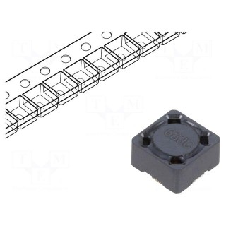 Inductor: wire | SMD | 68uH | 1050mA | 0.36Ω | ±20% | 7.3x7.3x4.55mm | 4600