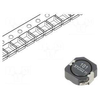 Inductor: wire | SMD | 97.5uH | Ioper: 1.52A | 164mΩ | ±30% | Isat: 1.45A