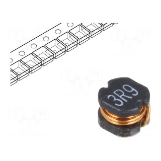 Inductor: wire | SMD | 3.9uH | 70mΩ | -40÷125°C | ±20% | 4.2x4.5x4.2mm | 2A