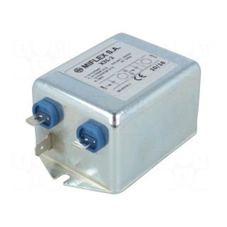 Filter: anti-interference | 250VAC | Cx: 330nF | Cy: 4.7nF | 0.65mH | 8mΩ