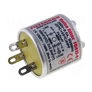 Filter: anti-interference | mains | Cx: 100nF | Cy: 2.2nF | 4mH | 250V