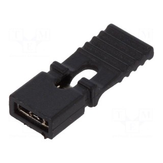 Jumper | pin strips | female | open,with holder | 2.54mm | 1x2 | black