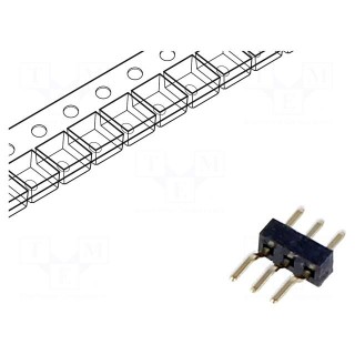 Pin header | pin strips | male | PIN: 3 | horizontal | 1mm | SMT | 1x3