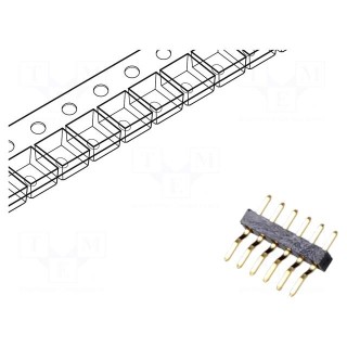 Pin header | pin strips | male | PIN: 6 | horizontal | 1mm | SMT | 1x6