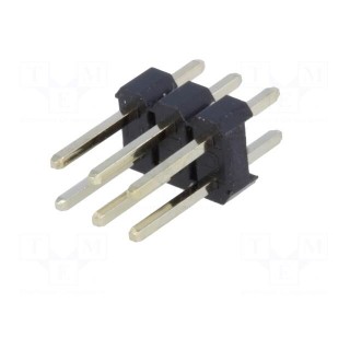 Pin header | pin strips | male | PIN: 6 | straight | 2.54mm | THT | 2x3