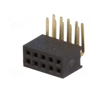 Socket | pin strips | female | PIN: 10 | angled 90° | 1.27mm | THT | 2x5