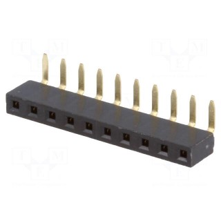 Socket | pin strips | female | PIN: 10 | angled 90° | 2.54mm | THT | 1x10