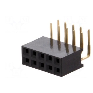 Socket | pin strips | female | PIN: 10 | angled 90° | 2.54mm | THT | 2x5