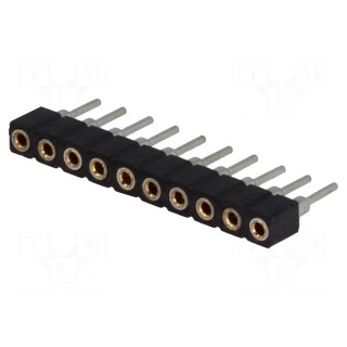 Socket | pin strips | female | PIN: 10 | low profile,turned contacts