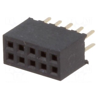 Socket | pin strips | female | PIN: 10 | straight | 1.27mm | THT | 2x5 | 1A