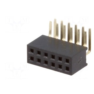 Socket | pin strips | female | PIN: 12 | angled 90° | 1.27mm | THT | 2x6