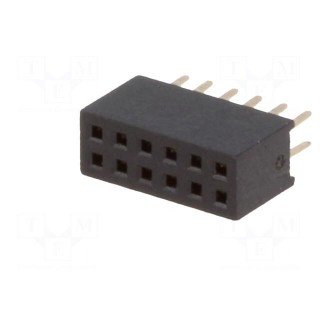 Socket | pin strips | female | PIN: 12 | straight | 1.27mm | THT | 2x6 | 1A