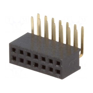 Socket | pin strips | female | PIN: 14 | angled 90° | 1.27mm | THT | 2x7