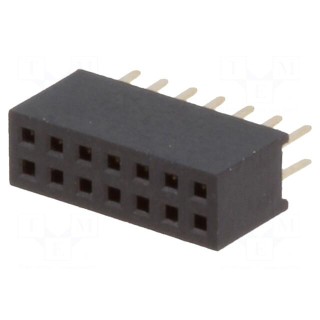 Socket | pin strips | female | PIN: 14 | straight | 1.27mm | THT | 2x7 | 1A
