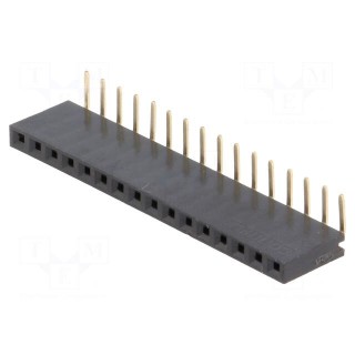 Socket | pin strips | female | PIN: 16 | angled 90° | 2.54mm | THT | 1x16