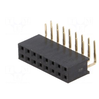 Socket | pin strips | female | PIN: 16 | angled 90° | 2.54mm | THT | 2x8
