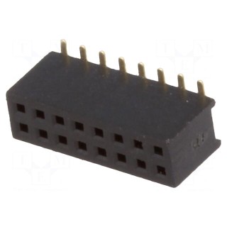 Socket | pin strips | female | PIN: 16 | straight | 1.27mm | SMT | 2x8 | 1A