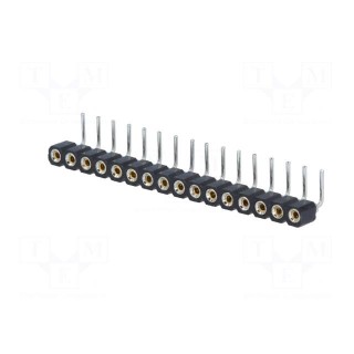 Socket | pin strips | female | PIN: 16 | turned contacts | angled 90°