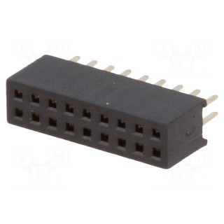 Socket | pin strips | female | PIN: 18 | straight | 1.27mm | THT | 2x9 | 1A