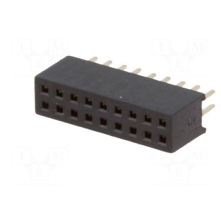 Socket | pin strips | female | PIN: 18 | straight | 1.27mm | THT | 2x9 | 1A