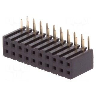 Socket | pin strips | female | PIN: 20 | angled 90° | 2mm | THT | 2x10