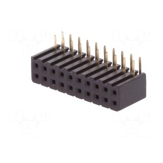 Socket | pin strips | female | PIN: 20 | angled 90° | 2mm | THT | 2x10