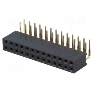 Socket | pin strips | female | PIN: 26 | angled 90° | 2.54mm | THT | 2x13