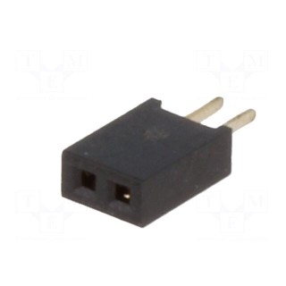 Socket | pin strips | female | PIN: 2 | straight | 1.27mm | THT | 2x1 | 1A