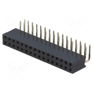 Socket | pin strips | female | PIN: 32 | angled 90° | 2.54mm | THT | 2x16