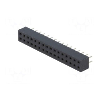 Socket | pin strips | female | PIN: 32 | straight | 2mm | THT | 2x16