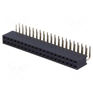 Socket | pin strips | female | PIN: 40 | angled 90° | 2.54mm | THT | 2x20