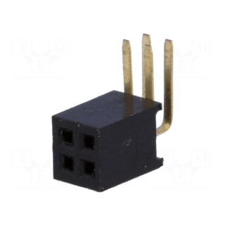 Socket | pin strips | female | PIN: 4 | angled 90° | 1.27mm | THT | 2x2