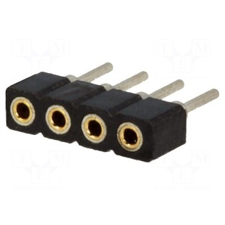 Socket | pin strips | female | PIN: 4 | turned contacts,low profile